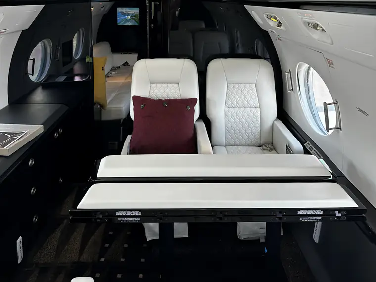 Private jet cabin interior detailed to delivery condition