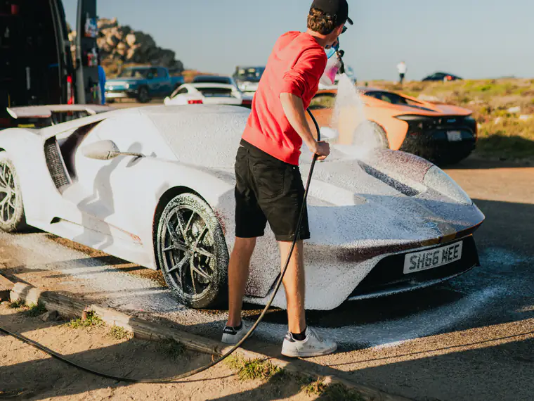 Supercar during a foam bath wash