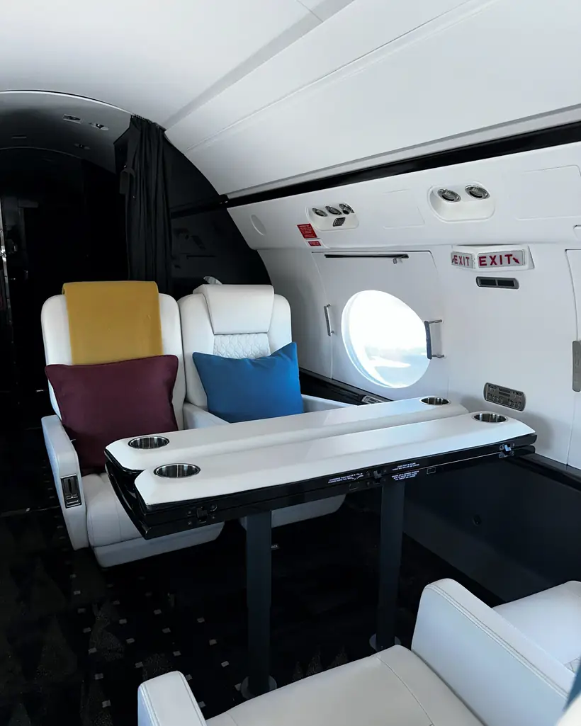 Private jet cabin interior detailed