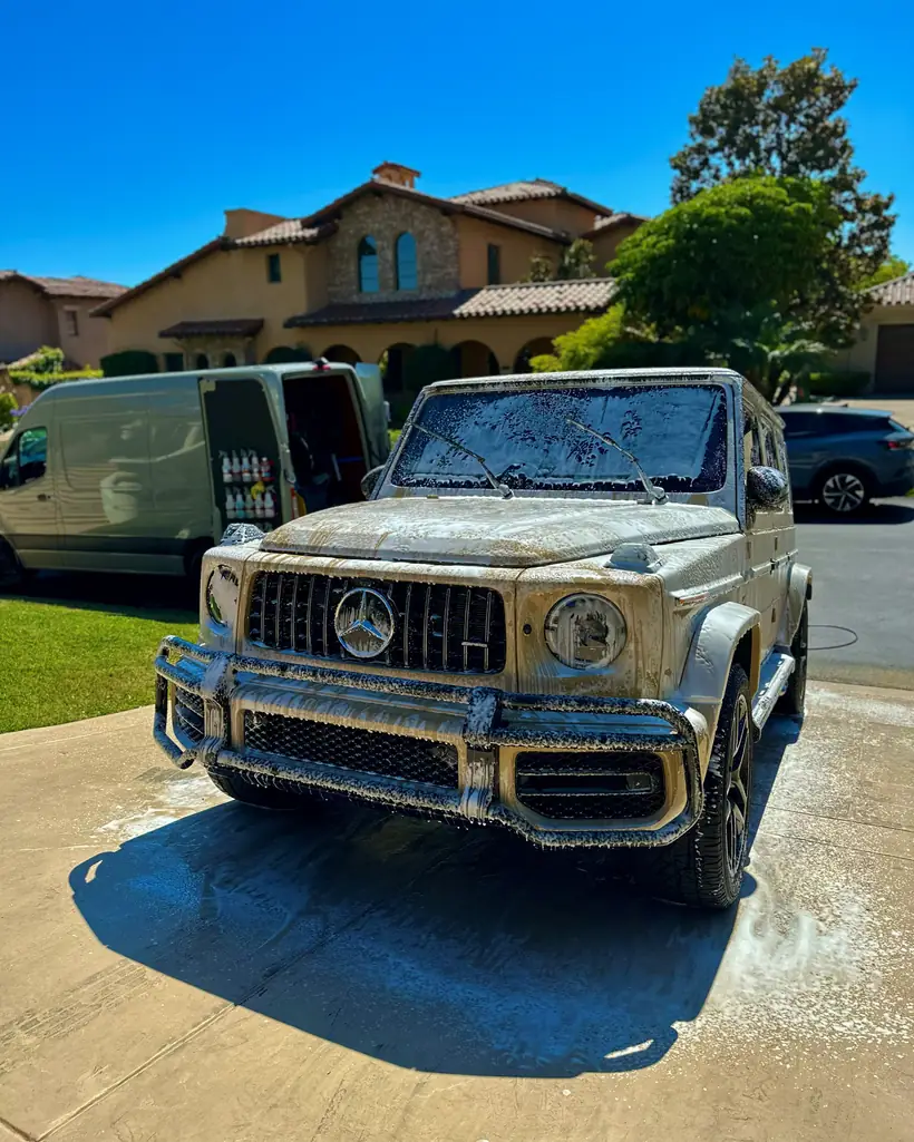 Mercedes-AMG G-Wagon covered in wash foam